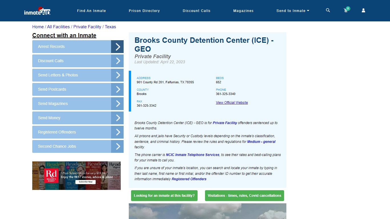 Brooks County Detention Center (ICE) - GEO - Inmate Search - Falfurrias, TX