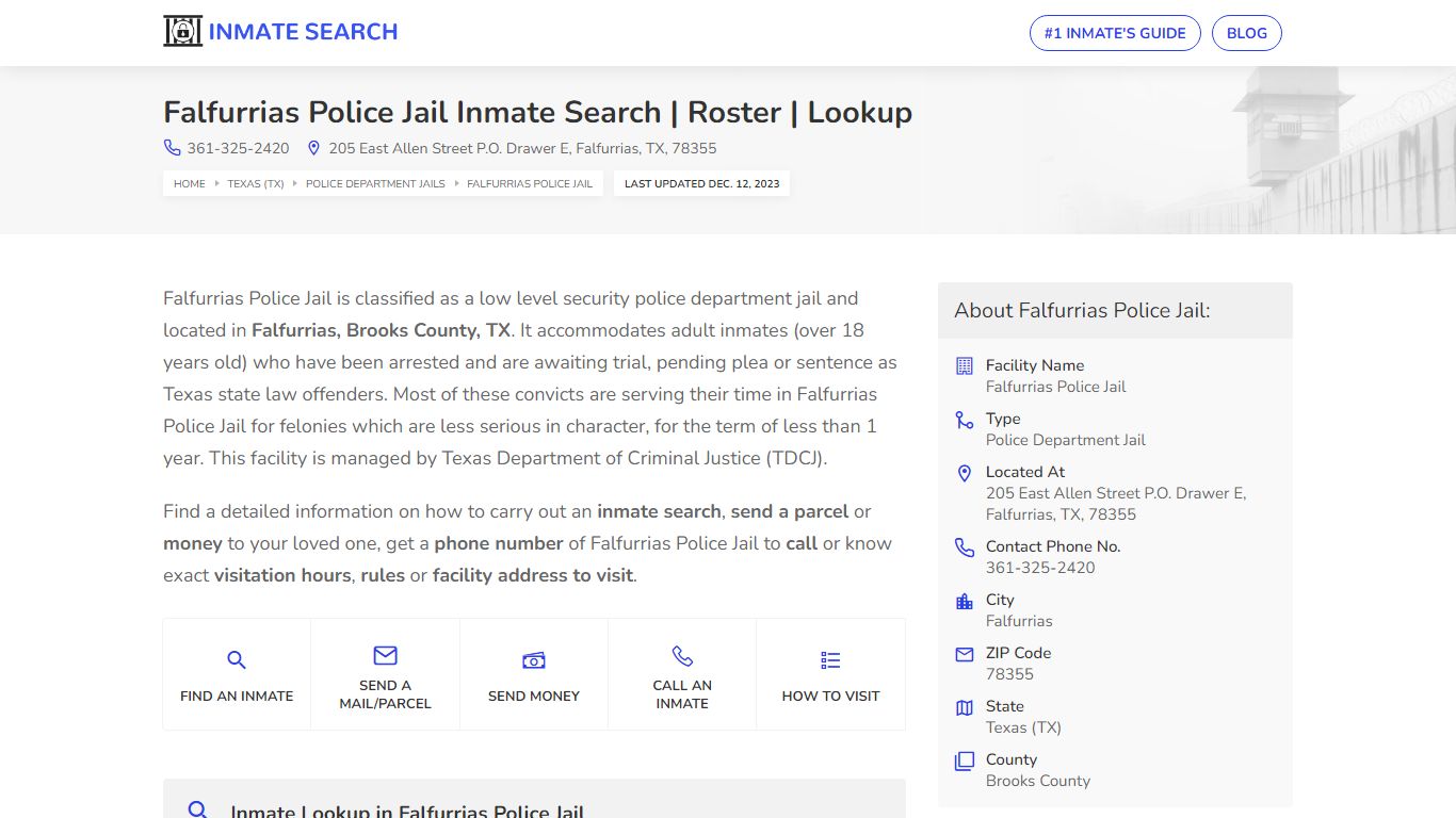 Falfurrias Police Jail Inmate Search | Roster | Lookup